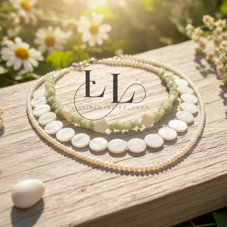 گردنبند مهره ای سه لایه پاستلی زنانه